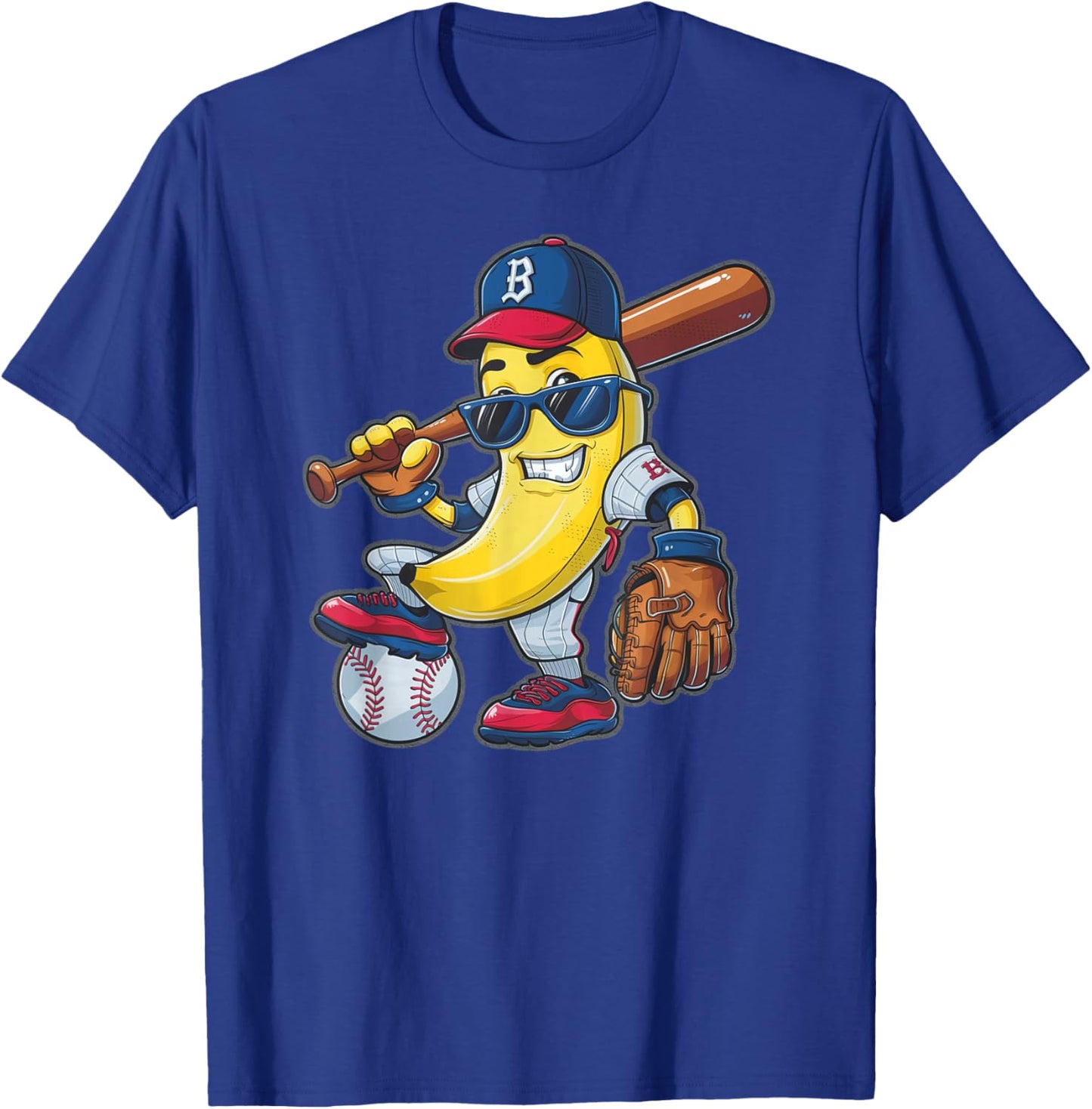 Funny Banana Playing Baseball Bananas Player Baseball Fruit T-Shirt - T-Shirt | Royal
