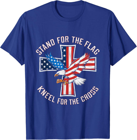 Stand For The Flag Kneel For The Cross Patriotic Faith Men T-Shirt - T-Shirt | Royal