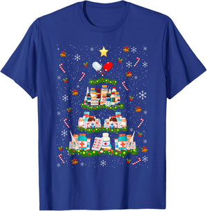Pharmacy Christmas Tree Medication Fun Ugly Sweater T-Shirt - T-Shirt | Royal