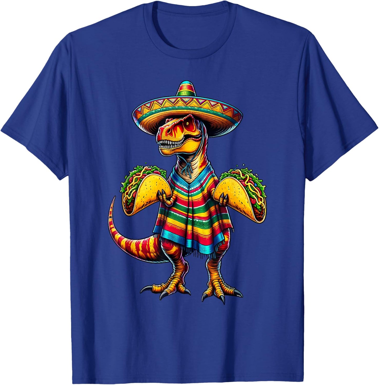 T-rex Dinosaur Taco Lover Cinco de Mayo Sombrero Poncho T-Shirt - T-Shirt | Royal