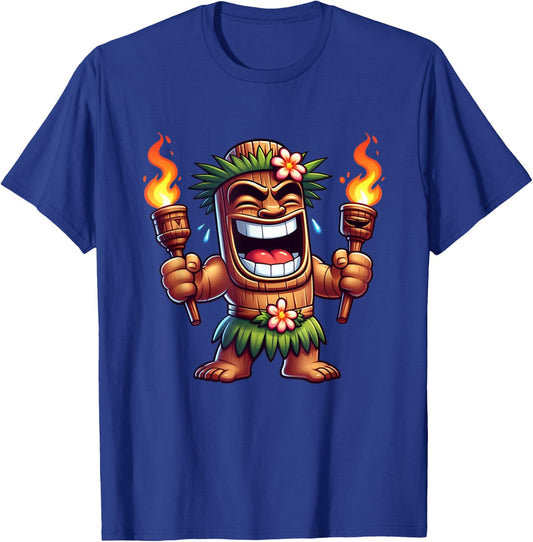 Tiki Shirt Man Hawaiian Summer Tropical Luau Party Kids T-Shirt - T-Shirt | Royal
