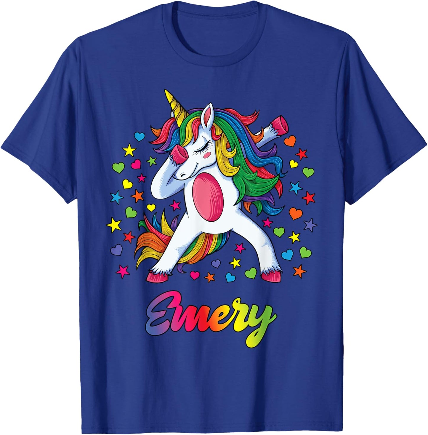 Emery Personalised Name Unicorn Girls Gift T-Shirt - T-Shirt | Royal