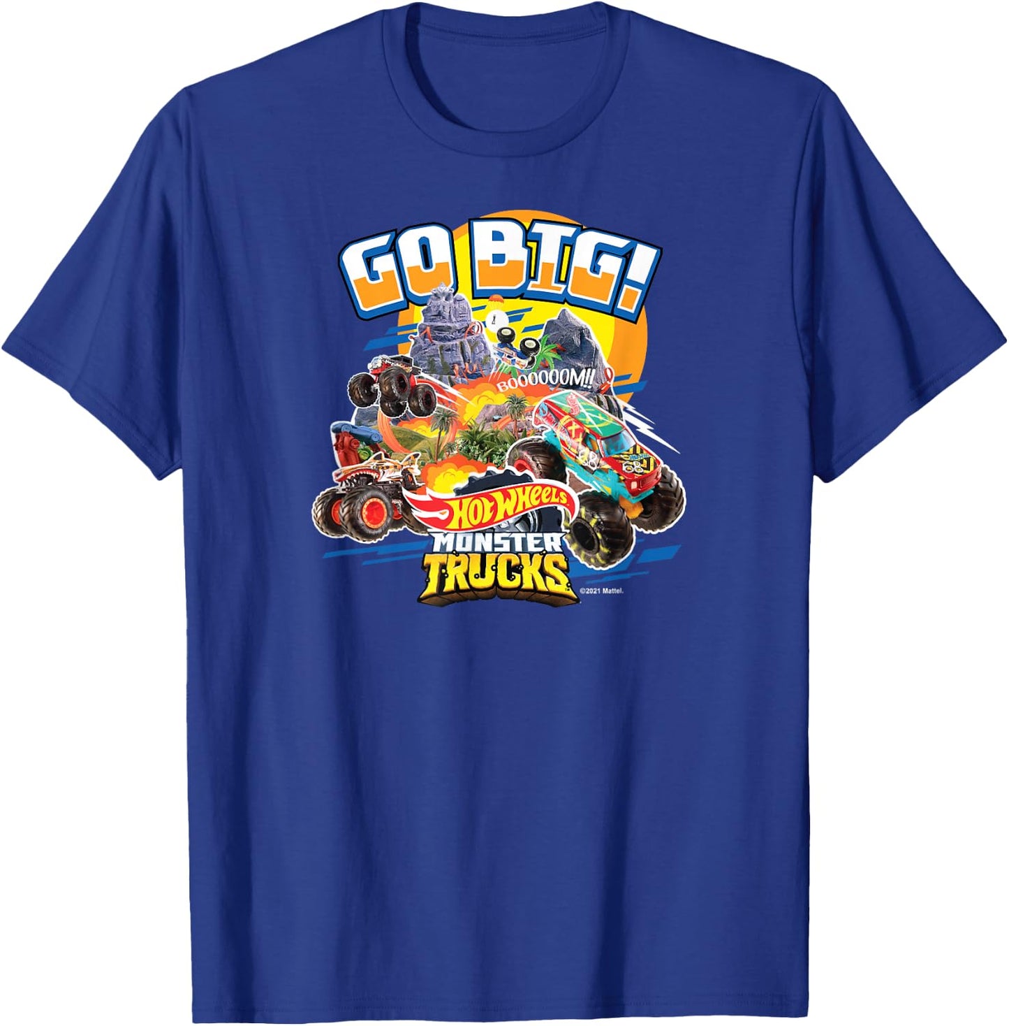 Hot Wheels - Monster Trucks Go Big T-Shirt - T-Shirt | Royal