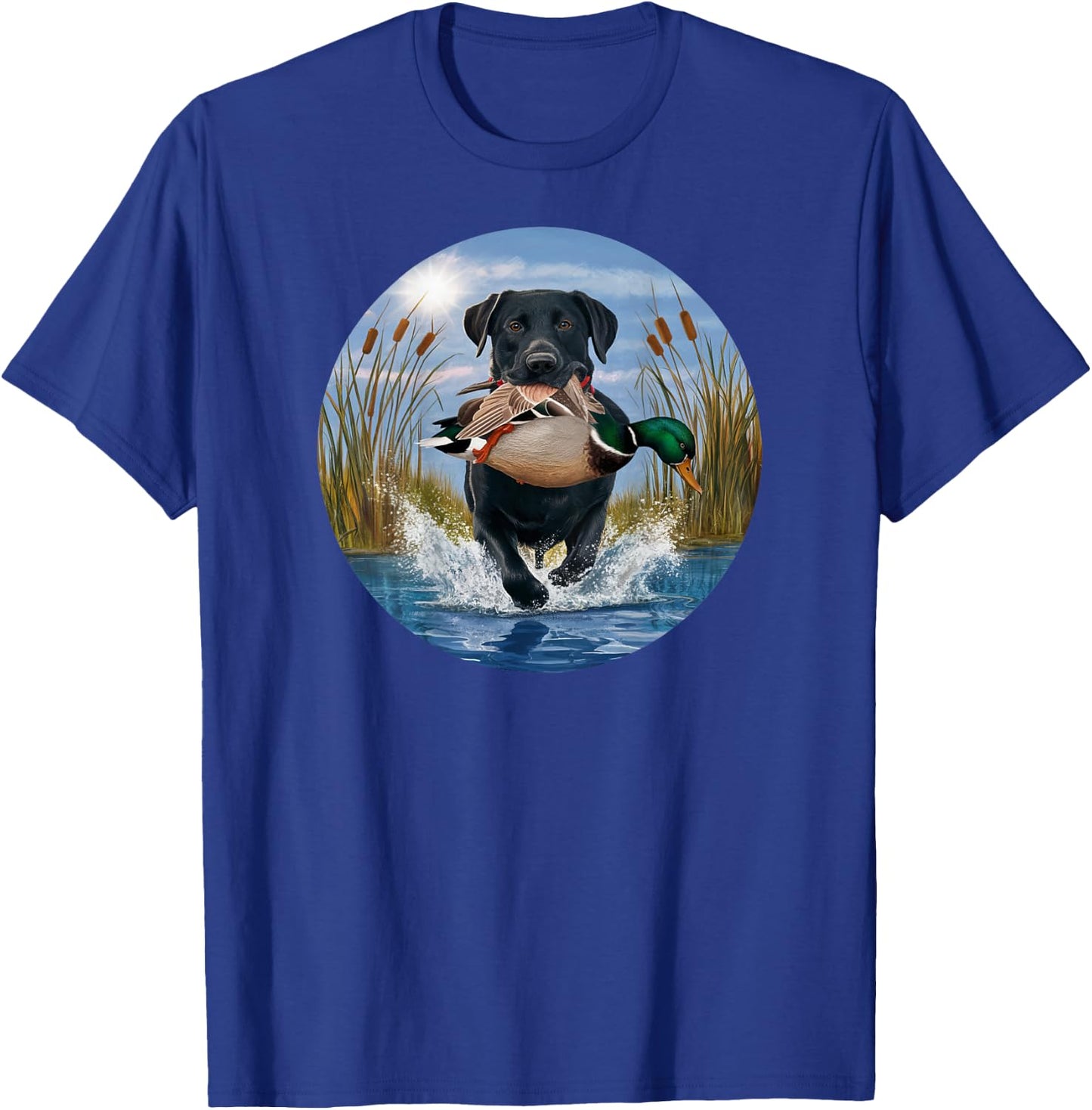 Black Lab Labrador Hunting Ducks Waterfowl Yellow lab T-Shirt - T-Shirt | Royal