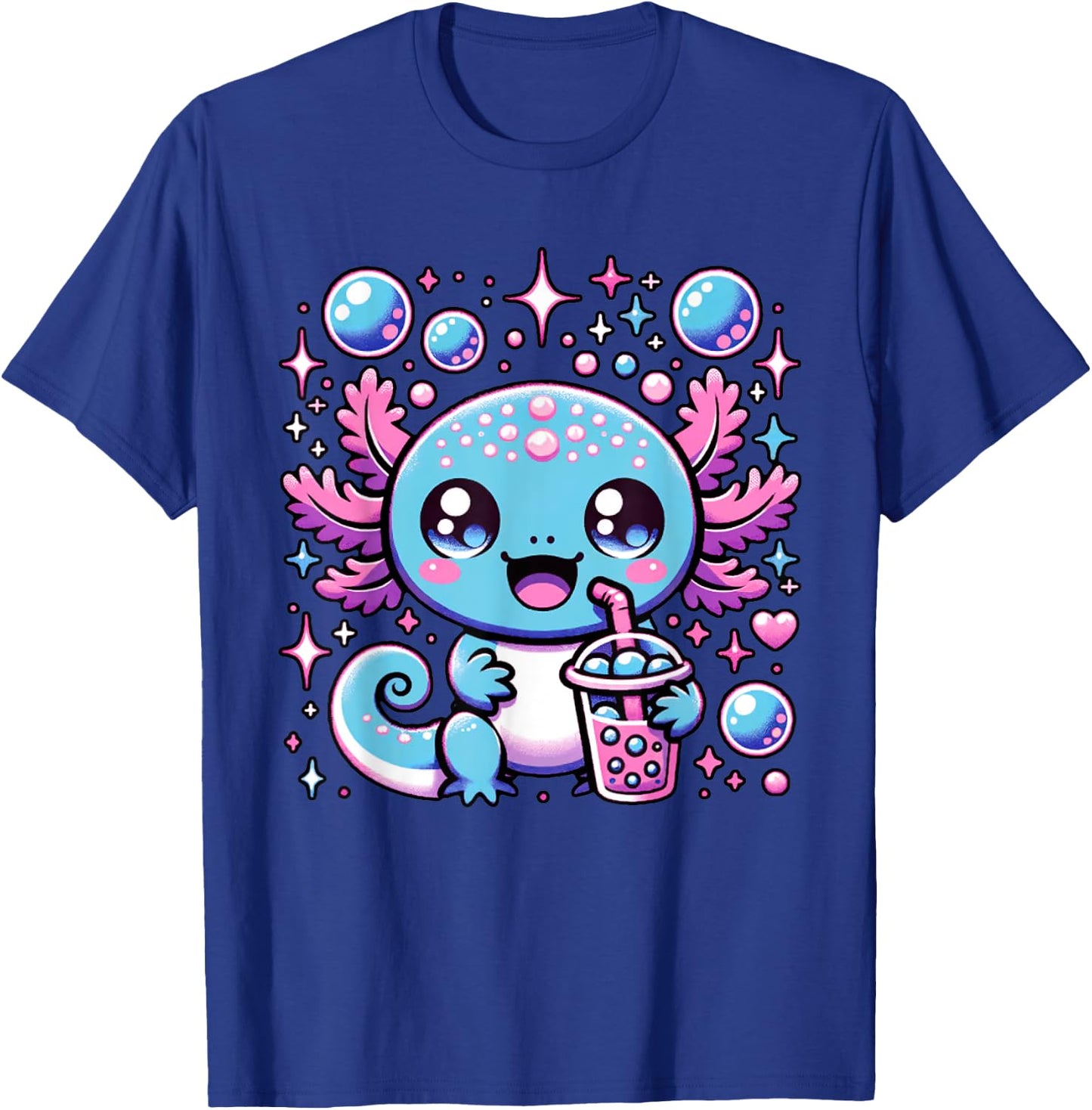 Cute Axolotl Bubble Boba Tea Anime Girls Boys Kids Women T-Shirt - T-Shirt | Royal