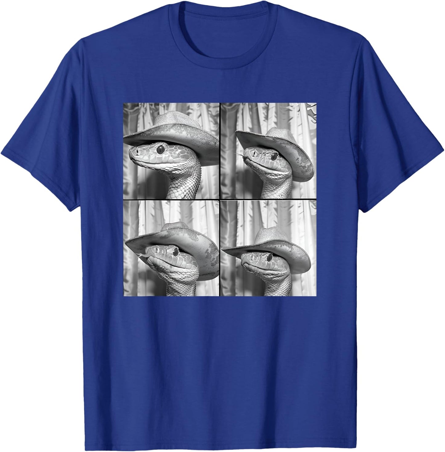 Snake Wearing Cowboy Hat Funny Animal Photobooth Rattlesnake T-Shirt - T-Shirt | Royal