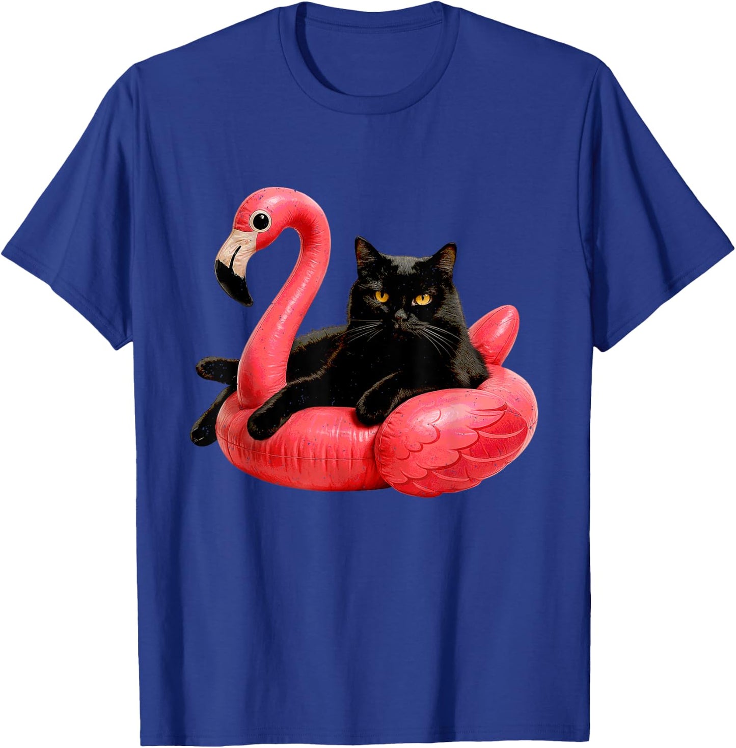Black Cat Flamingo Kitten Lover Feline Pet Owner Kitty T-Shirt - T-Shirt | Royal