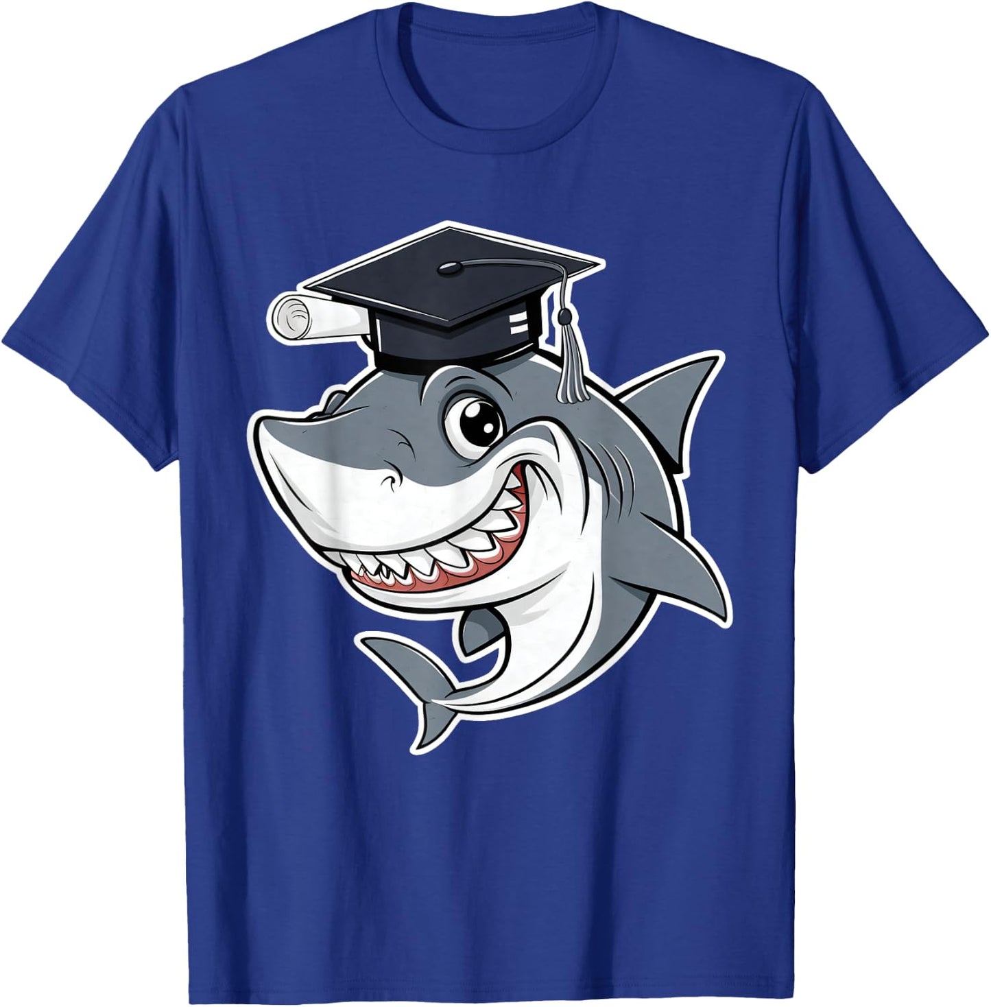 Great White Shark Graduation Cap Class of 2025 Shark Lover T-Shirt - T-Shirt | Royal