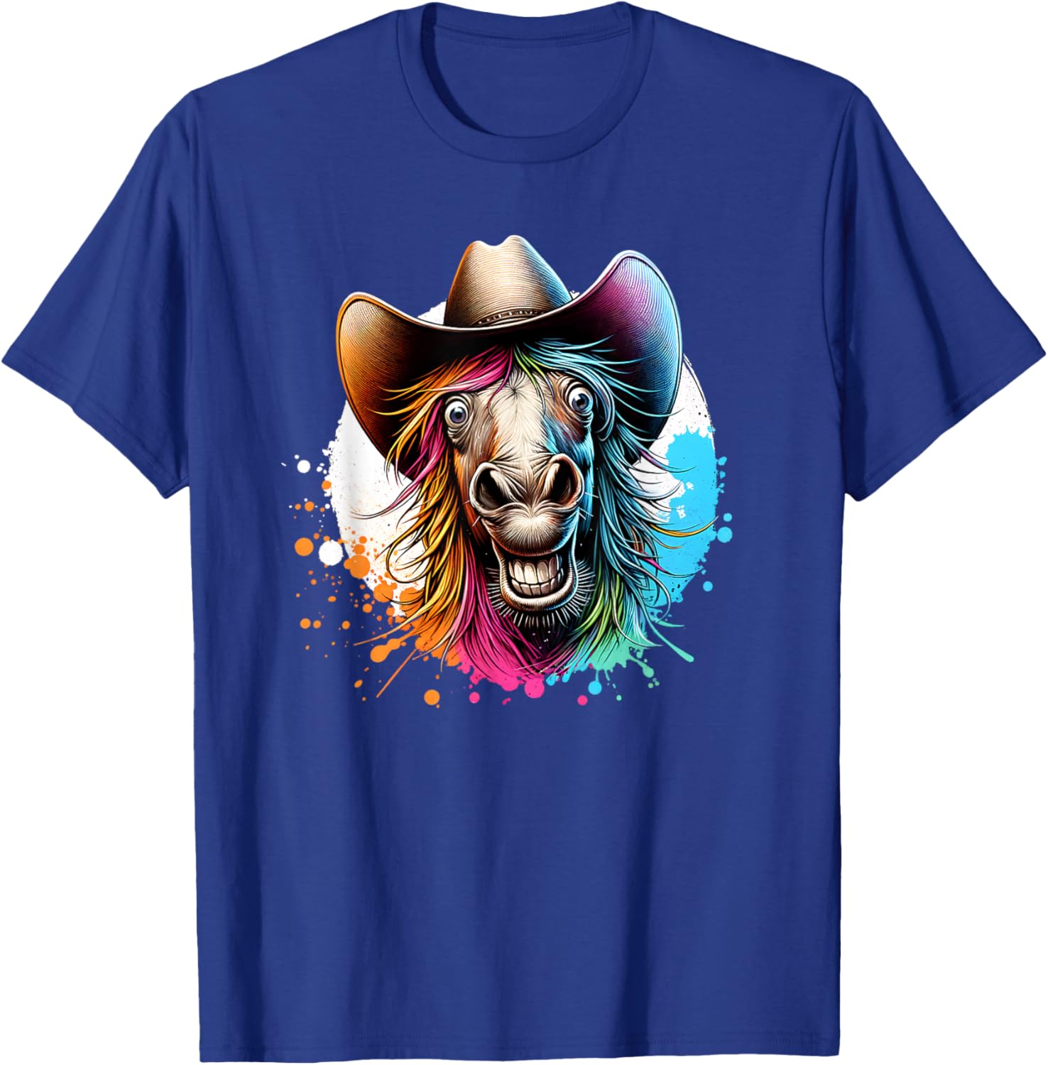 Funny Horse With Cowboy Hat T-Shirt - T-Shirt | Royal