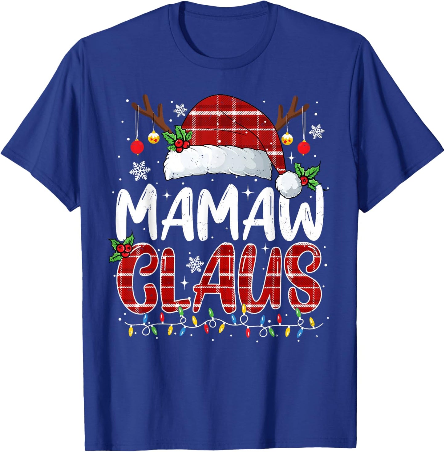 Mamaw Claus Christmas Lights Pajama Family Matching T-Shirt - T-Shirt | Royal