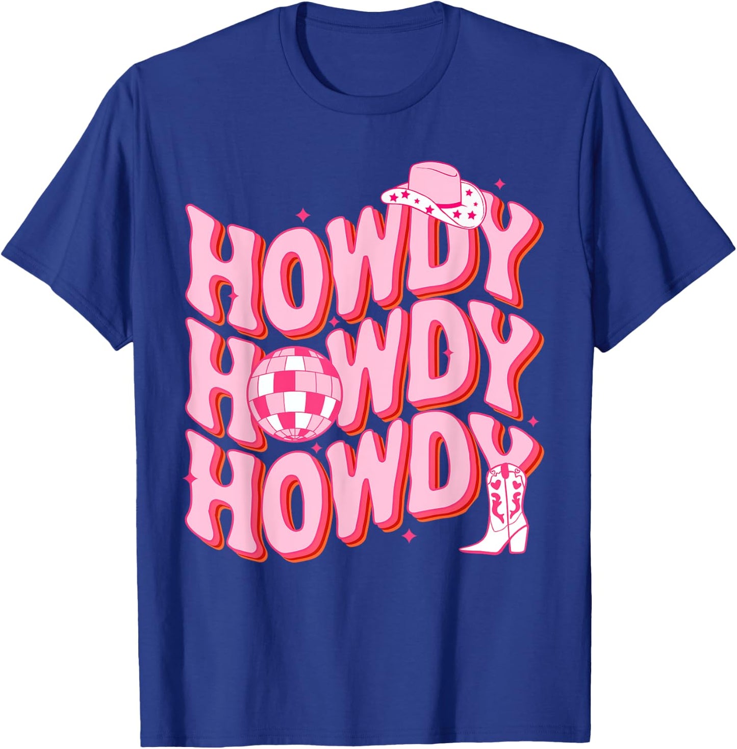 Howdy Southern Western Girl Country Rodeo Pink Cowgirl Disco T-Shirt - T-Shirt | Royal