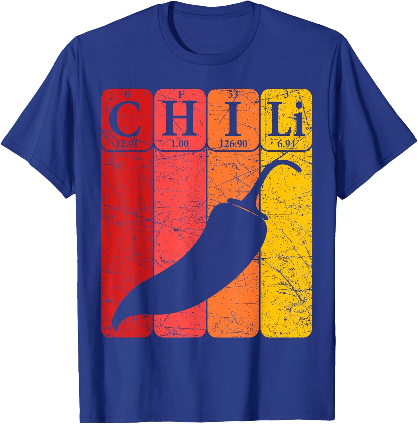 Chili Periodic Table Elements Chili Pepper Spicy Food Retro T-Shirt - T-Shirt | Royal