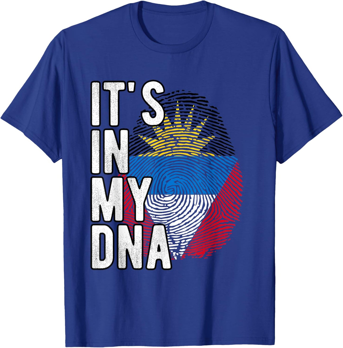 Funny it's in my DNA Antigua and Barbuda flag Fingerprint T-Shirt - T-Shirt | Royal