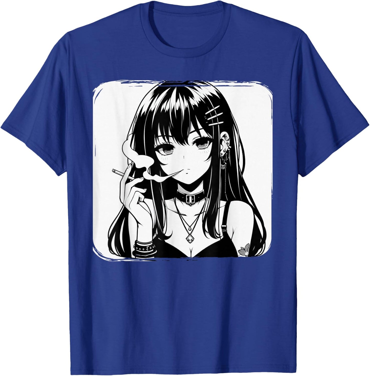 Anime Horror Girl Aesthetic Grunge Waifu Japanese Otaku T-Shirt - T-Shirt | Royal
