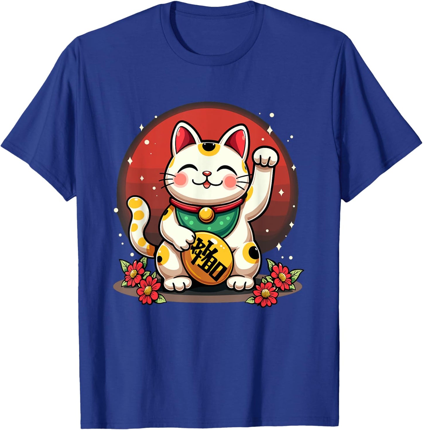Maneki Neko Japanese Cat Chinese Feng Shui Wealth Caller T-Shirt - T-Shirt | Royal