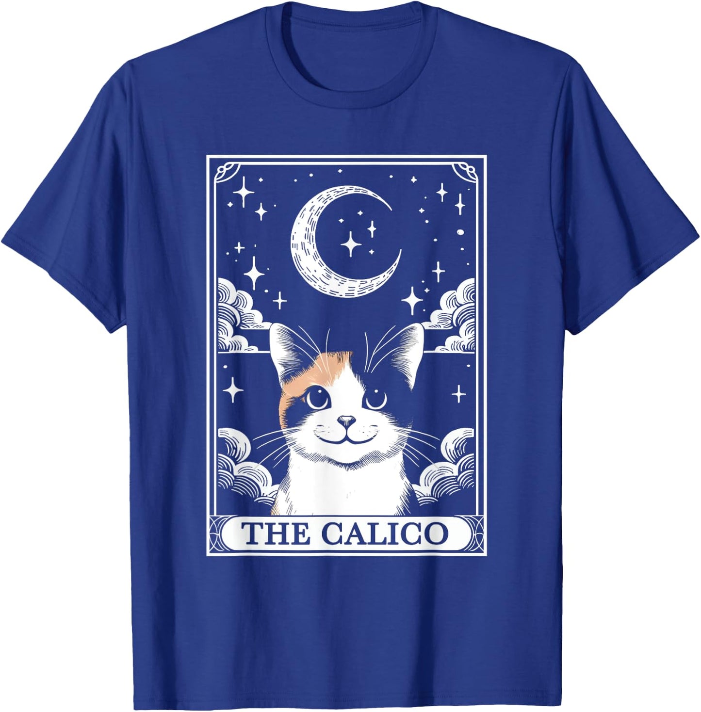 Tarot Card Vintage Crescent Moon Calico Cat Mom Cat Lovers Women Kids T-Shirt - T-Shirt | Royal