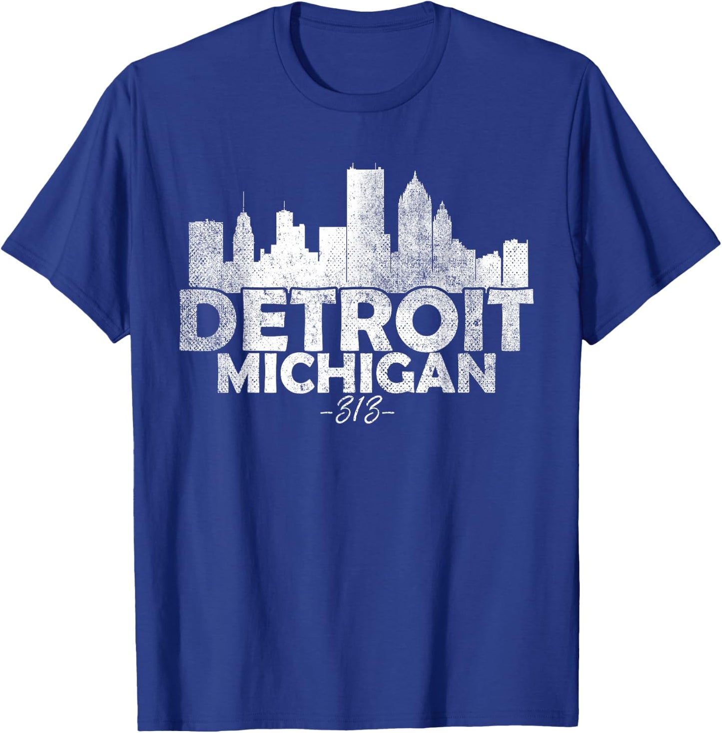 Detroit Michigan MI | Skyline , Small, Black T-Shirt - T-Shirt | Royal