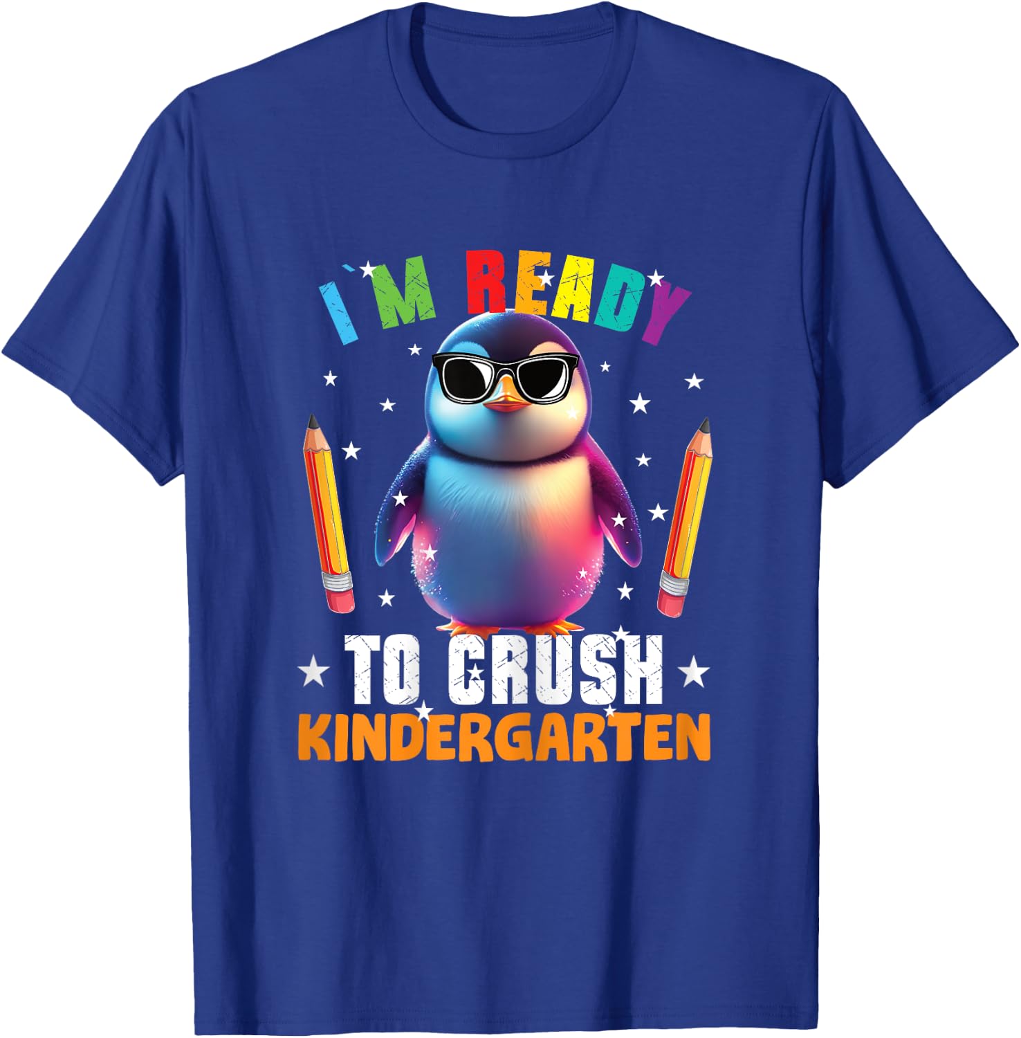 Crush Kindergarten funny Penguin Back to School Girls Gift T-Shirt - T-Shirt | Royal