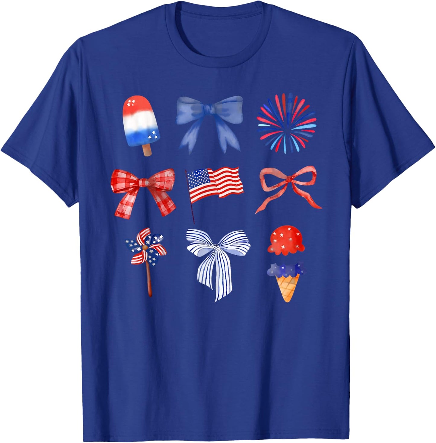 Coquette Bow Ice Cream America Freedom Patriotic 4th Of July T-Shirt - T-Shirt | Royal