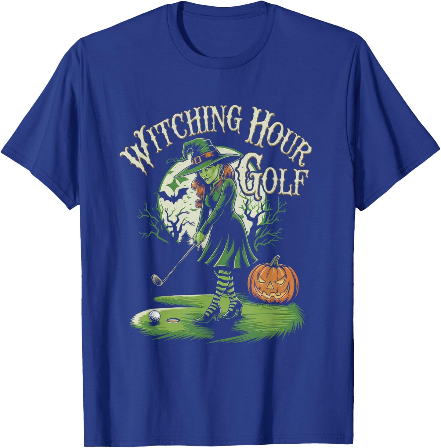 Witching Hour Golf Halloween Golf Witch Pumpkin T-Shirt - T-Shirt | Royal