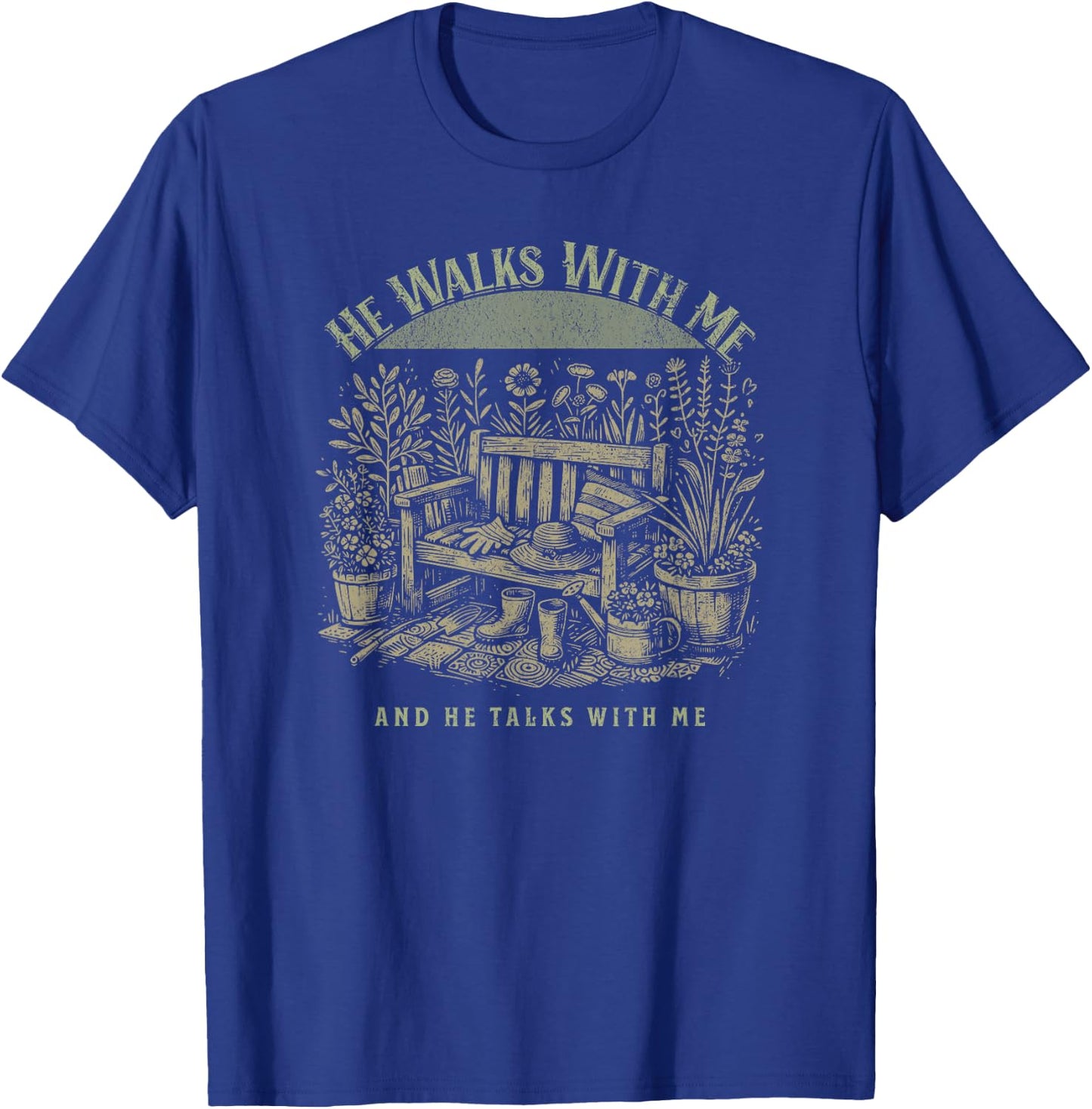 In The Garden Christian Hymn of Praise Lyrics Jesus Faith T-Shirt - T-Shirt | Royal