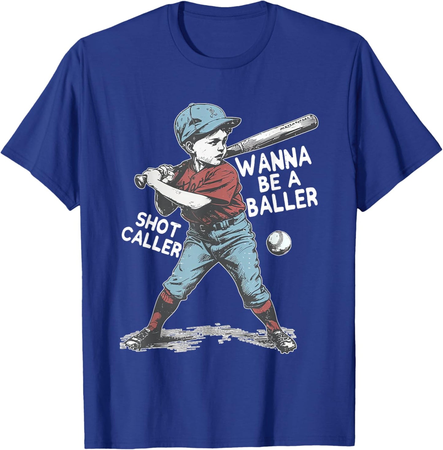 Wanna be a baller shot caller Retro baseball Vintage Boy Kid T-Shirt - T-Shirt | Royal