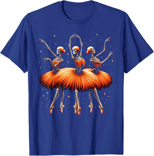 Spooky Ballerina Skeleton Dance Funny Halloween Ballet T-Shirt - T-Shirt | Royal