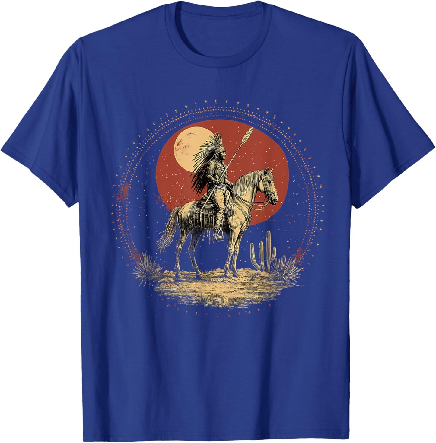 Indian Chief Feather Headdress Horse Native American Pride T-Shirt - T-Shirt | Royal