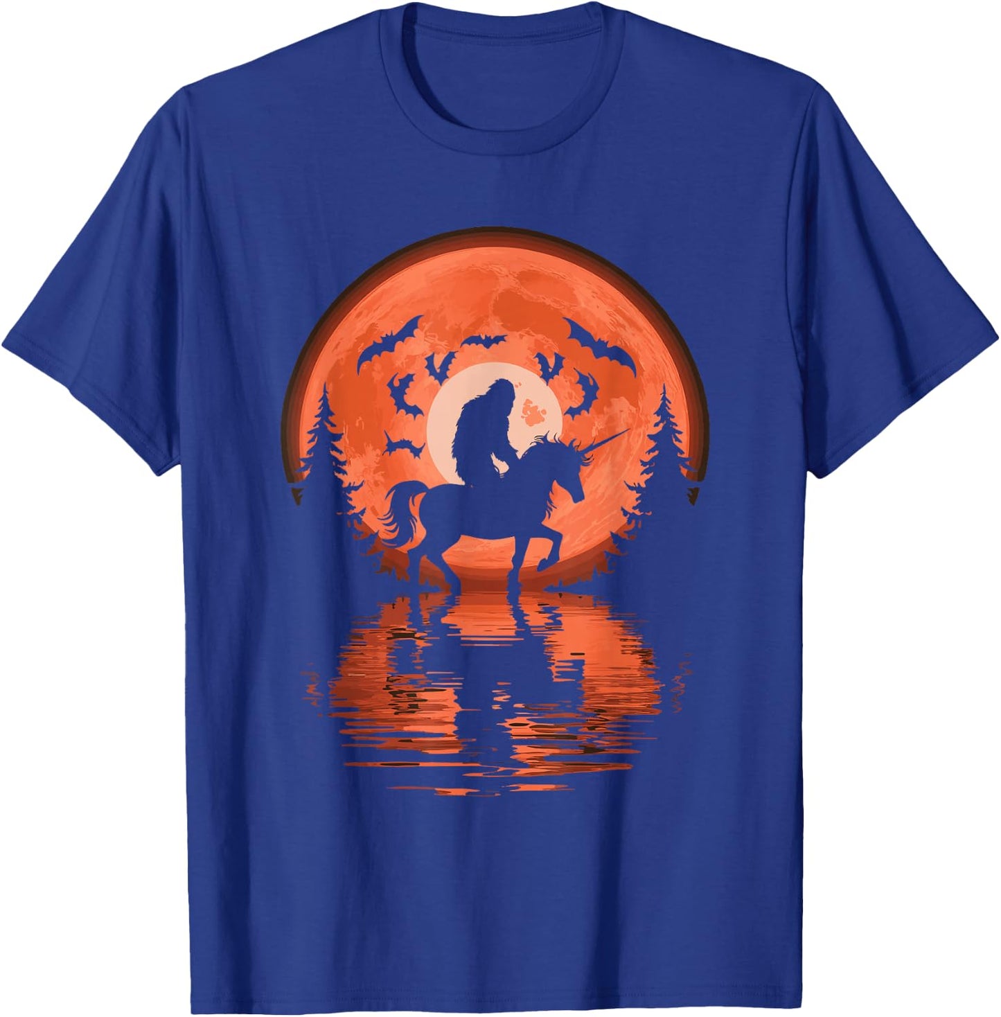 Bigfoot Riding Unicorn T-Shirt - T-Shirt | Royal