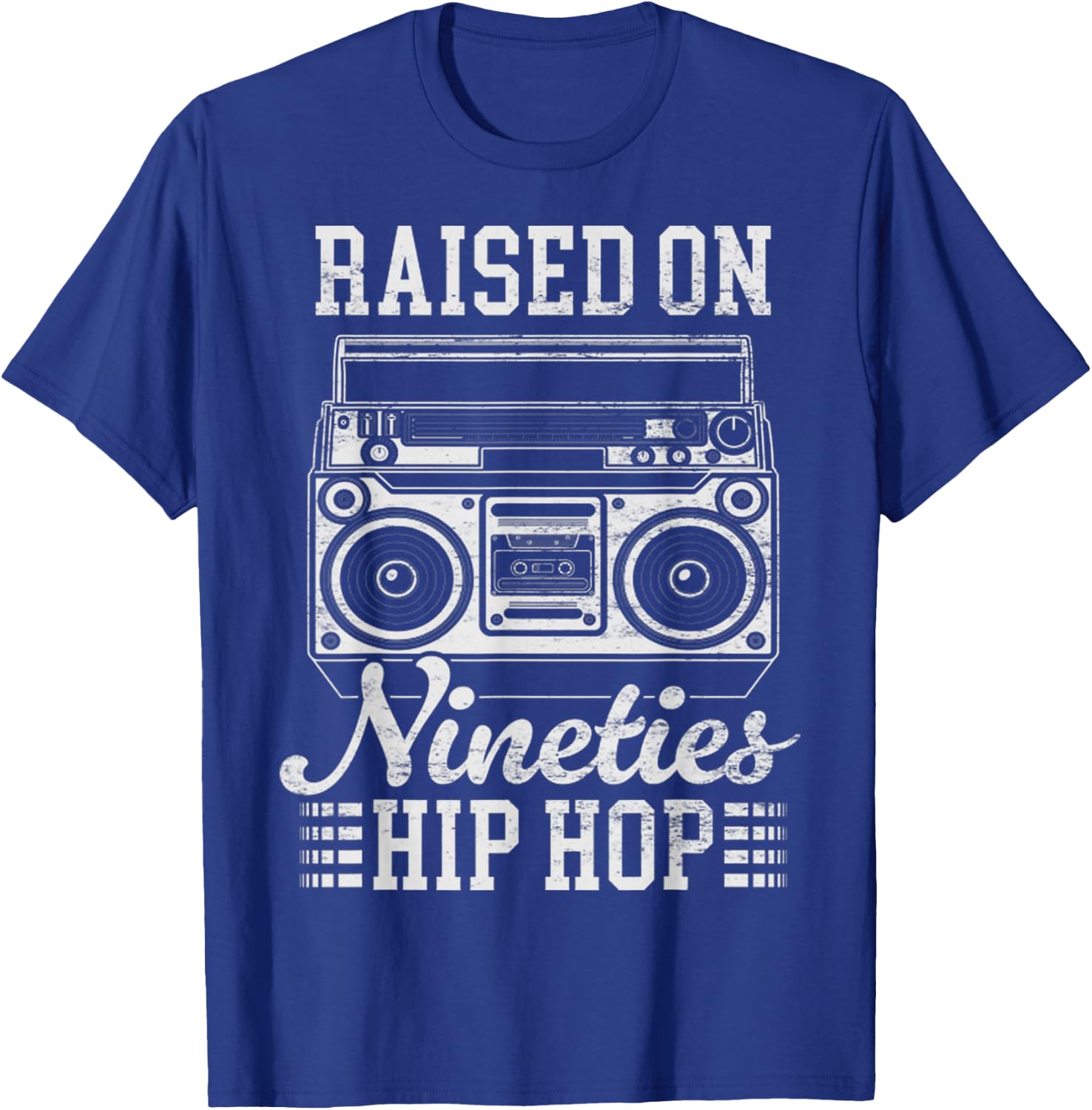 Raised On 90's Hip Hop Funny Vintage Boombox Cassette Tape T-Shirt - T-Shirt | Royal