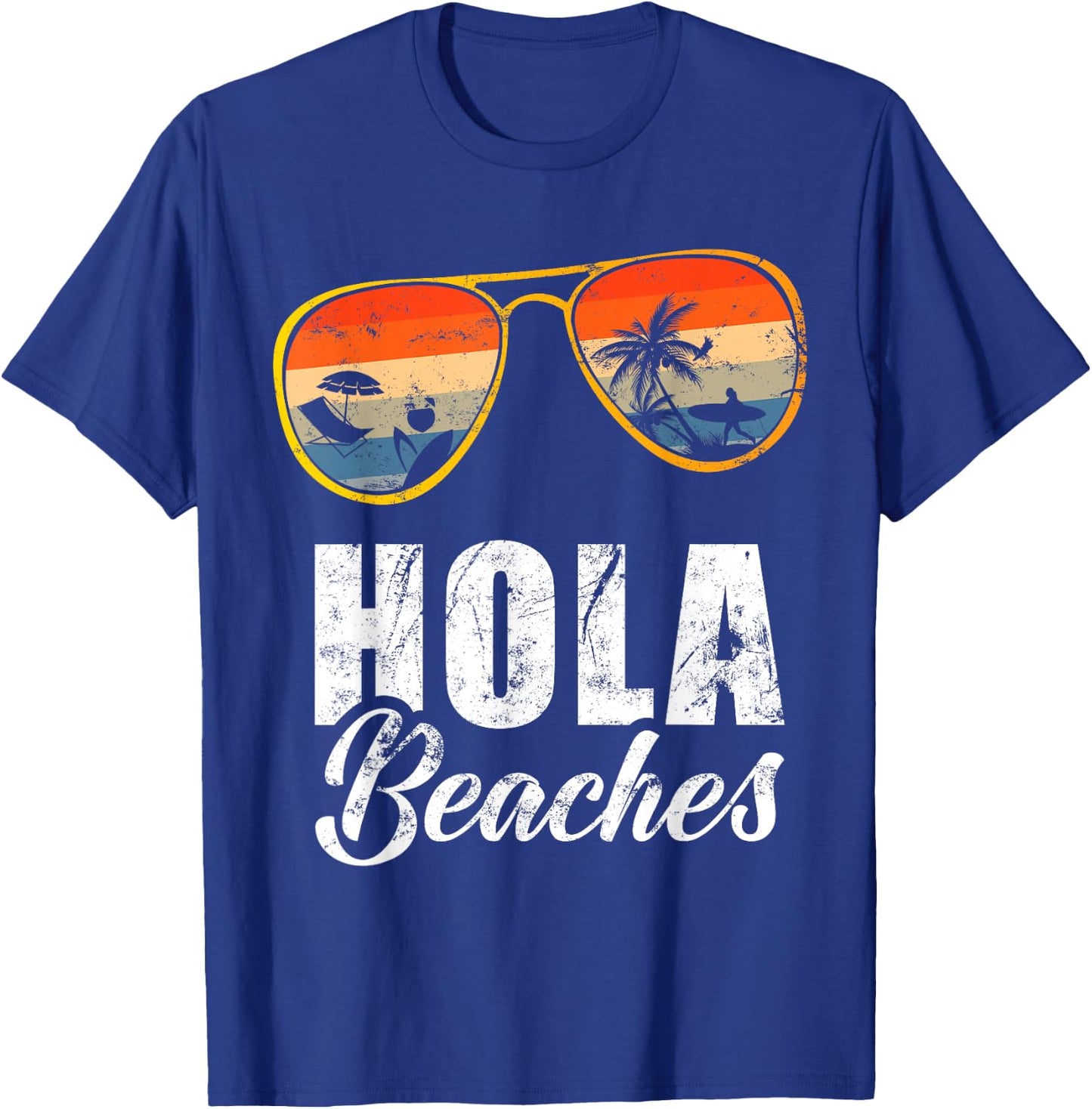 Hola Beaches Funny Beach Summer Vacation Retro Vintage Men Women Kids T-Shirt - T-Shirt | Royal