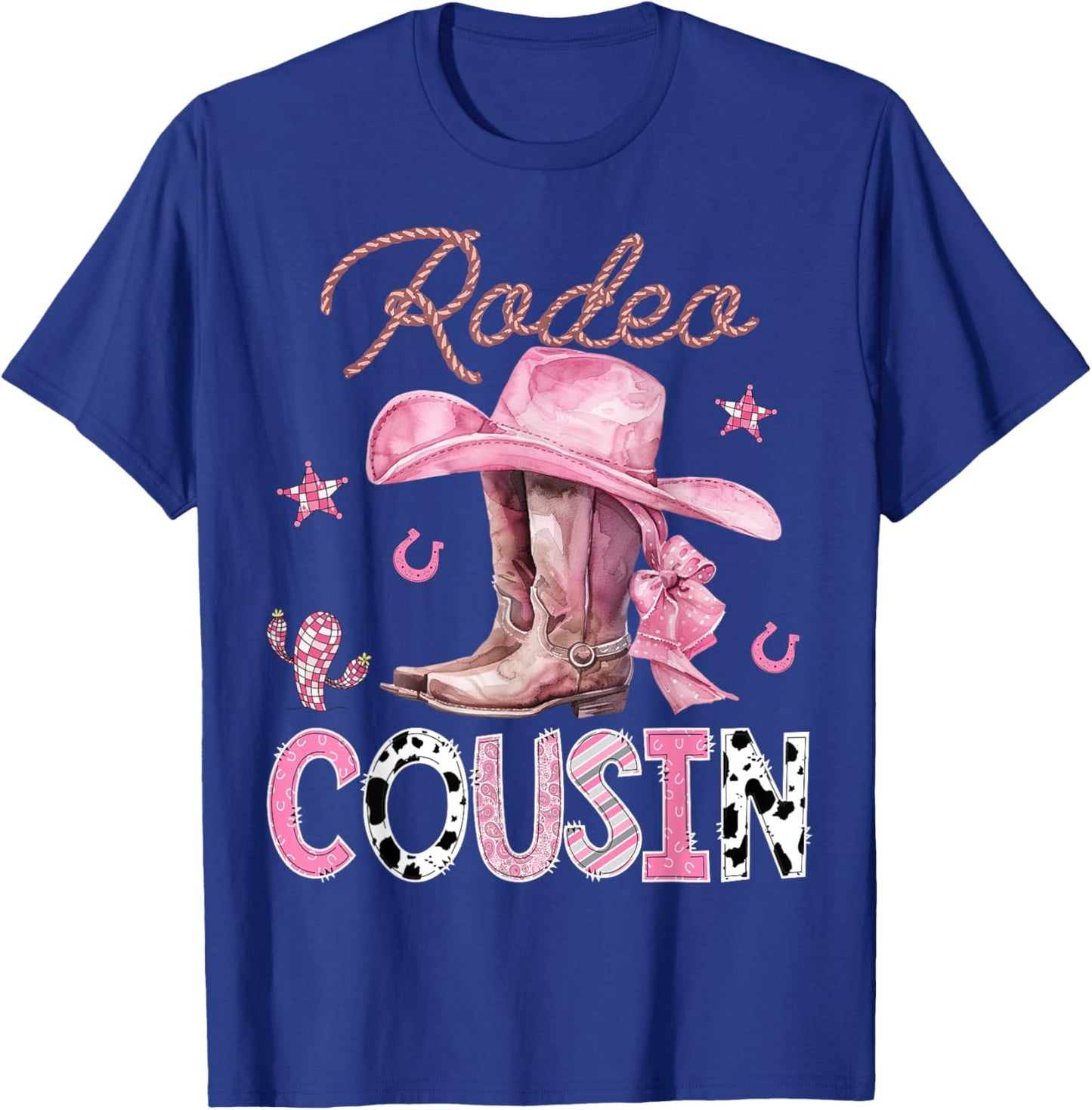Rodeo Cousin Pink Boots Coquette CowGirl Birthday Party T-Shirt - T-Shirt | Royal