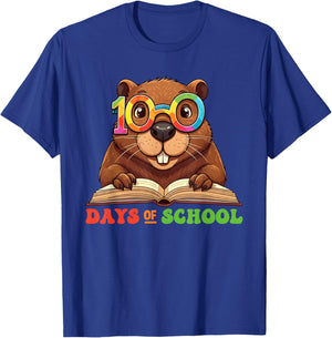 Funny Beaver 100th Day Of School Teacher Kids T-Shirt - T-Shirt | Royal