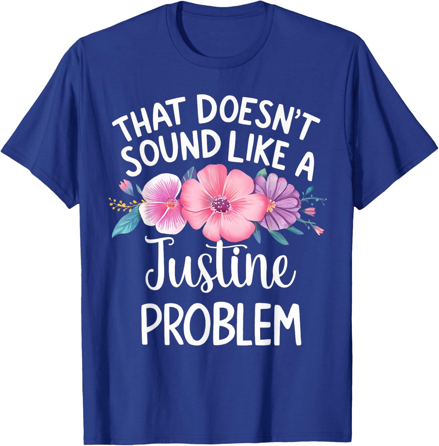 JUSTINE Personalized Cute Flower Girls JUSTINE Name T-Shirt - T-Shirt | Royal