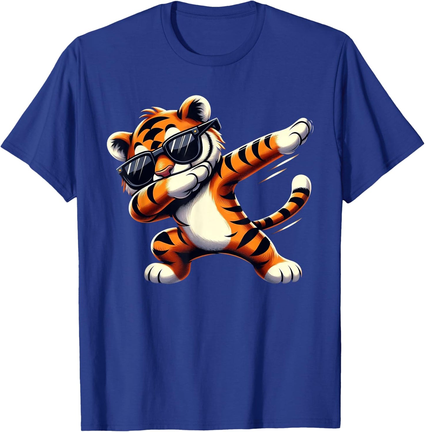 Dabbing Tiger Wearing Hip Hop Graphic Cool Dabbing Tiger T-Shirt - T-Shirt | Royal