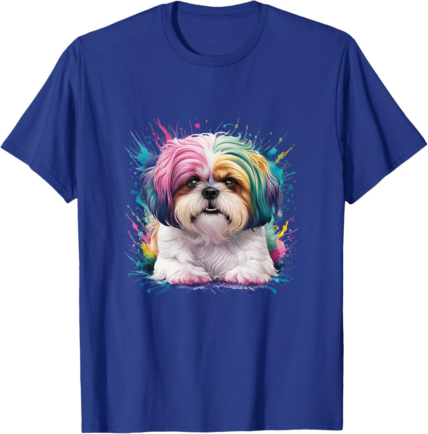 Men Woman Colorful Watercolor Shih Tzu T-Shirt - T-Shirt | Royal