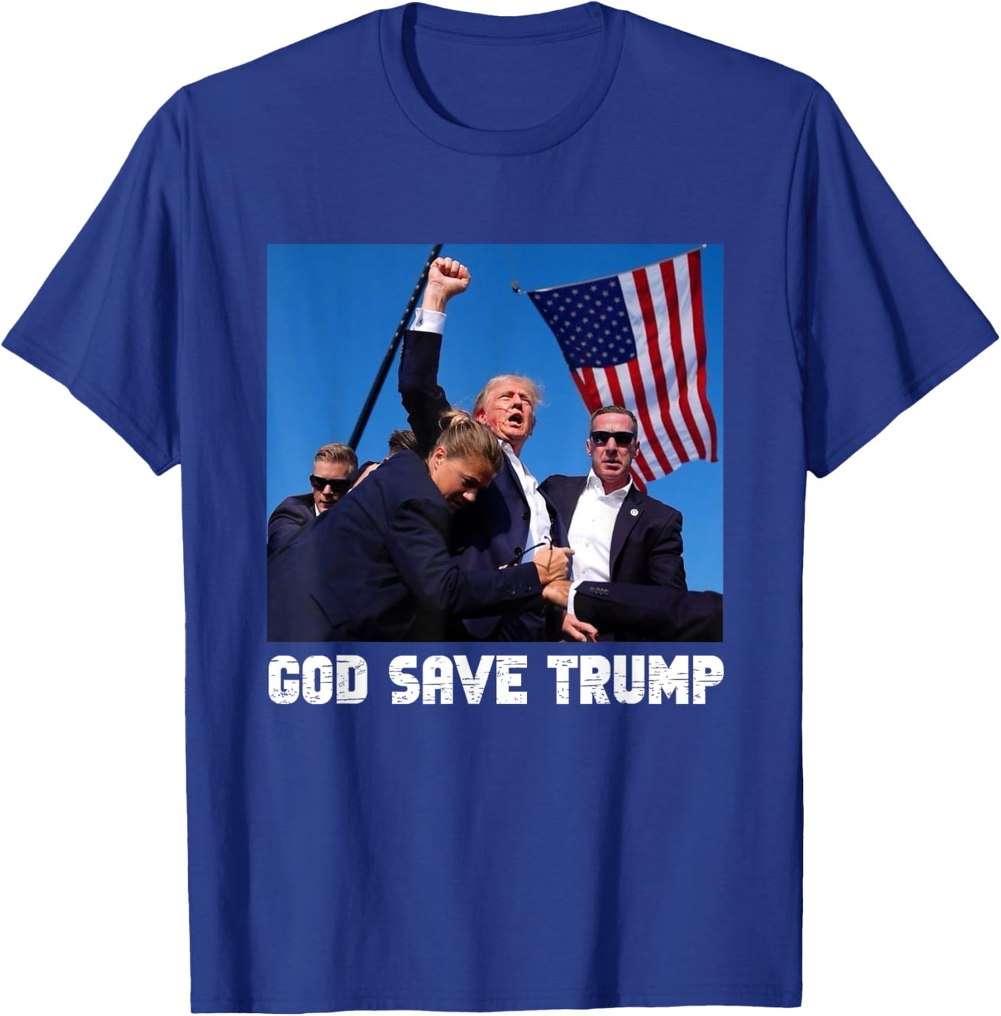 God Save President Trump, Donald Trump 2024 T-Shirt - T-Shirt | Royal