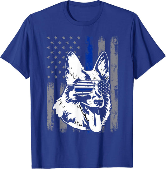 K9 Police Officer Police Dog Thin Blue Line T-Shirt - T-Shirt | Royal