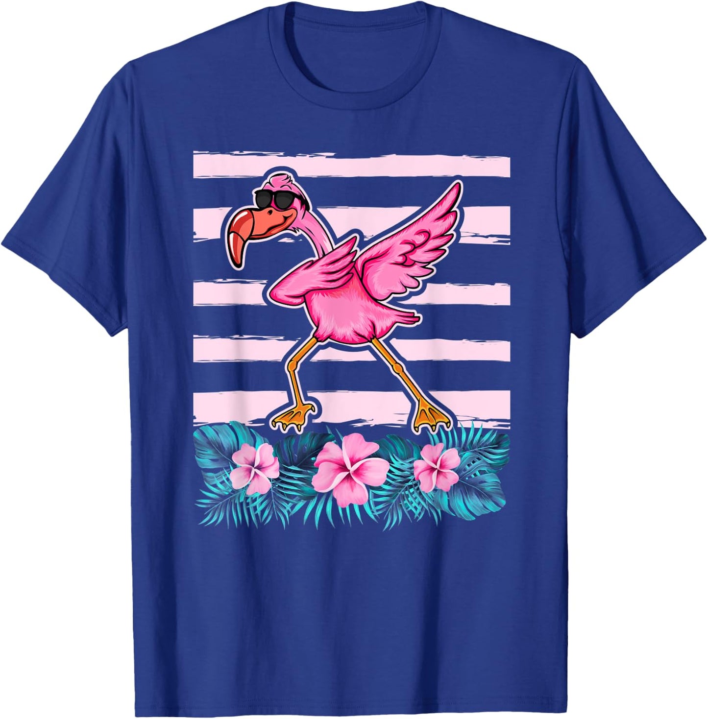 Flamingo Wearing Sunglass - Dabbing Flamingo Lover Floral T-Shirt - T-Shirt | Royal