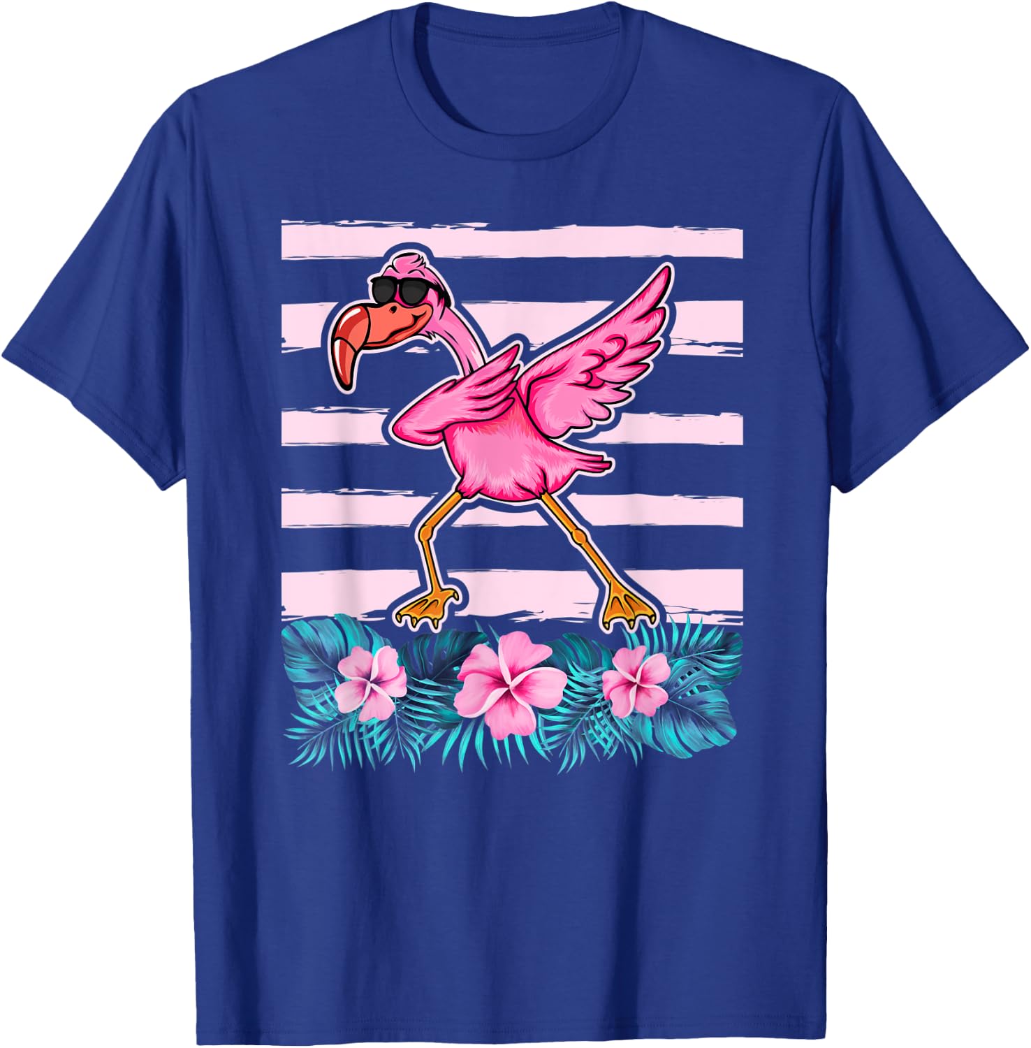 Flamingo Wearing Sunglass - Dabbing Flamingo Lover Floral T-Shirt - T-Shirt | Royal