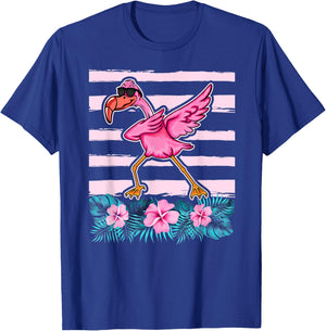 Flamingo Wearing Sunglass - Dabbing Flamingo Lover Floral T-Shirt - T-Shirt | Royal