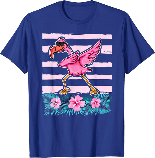 Flamingo Wearing Sunglass - Dabbing Flamingo Lover Floral T-Shirt - T-Shirt | Royal