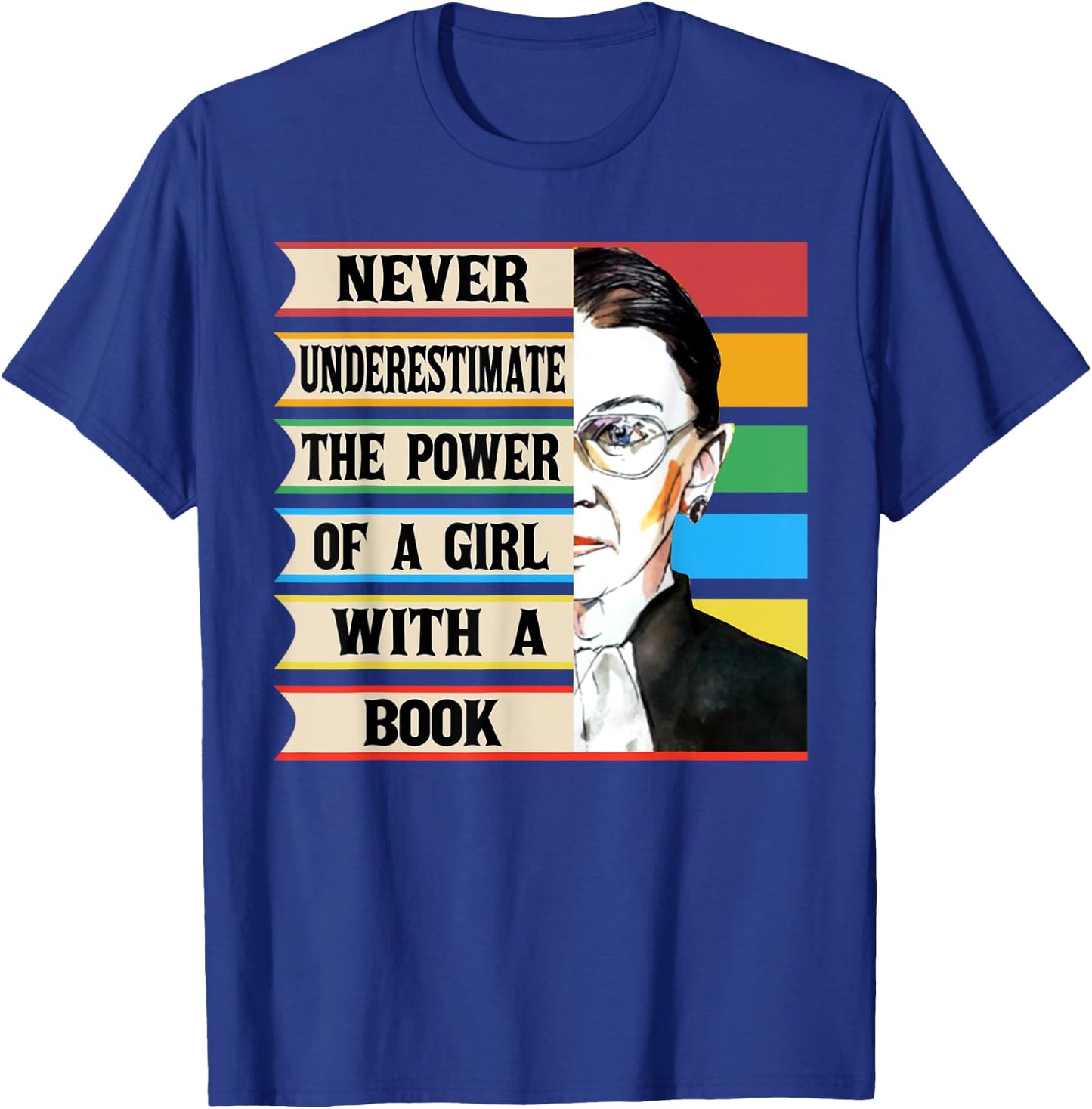 Vintage Never Underestimate The Power Of A Girl With A Book T-Shirt - T-Shirt | Royal