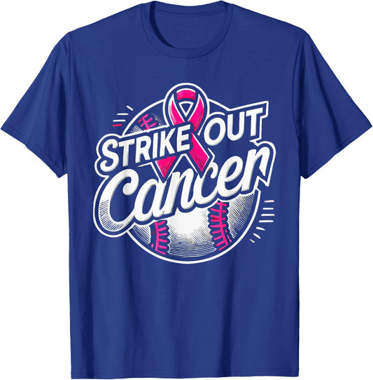 Baseball Breast Cancer Awareness Month Pink Ribbon T-Shirt - T-Shirt | Royal