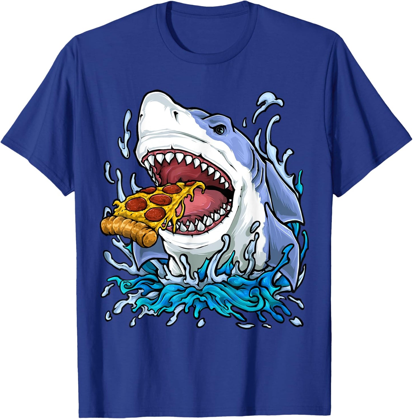Shark Eating Pizza T-Shirt - T-Shirt | Royal