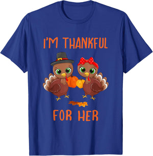 Thankful Funny Matching Him Her Thanksgiving Couple T-Shirt - T-Shirt | Royal