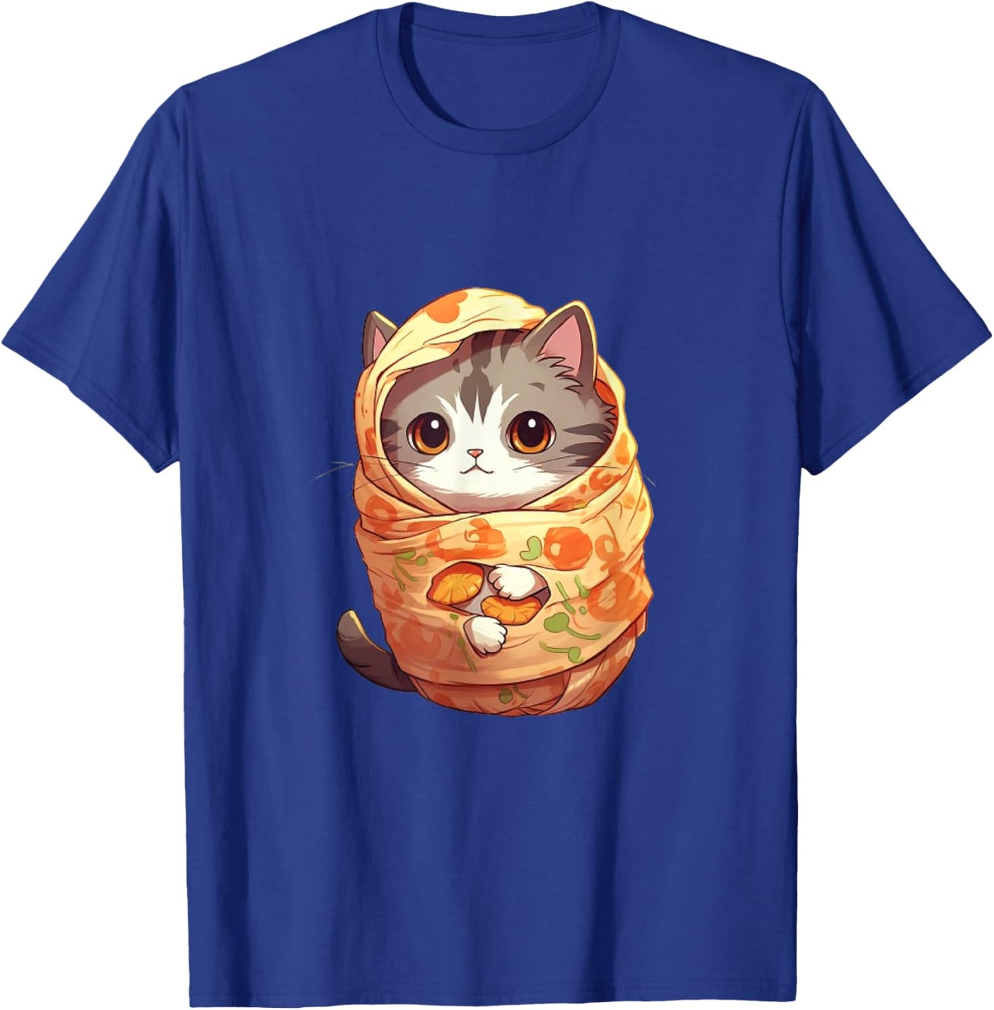 Funny cute cat burrito anime style mexican foodie lover Men Women Girls Kids T-Shirt - T-Shirt | Royal