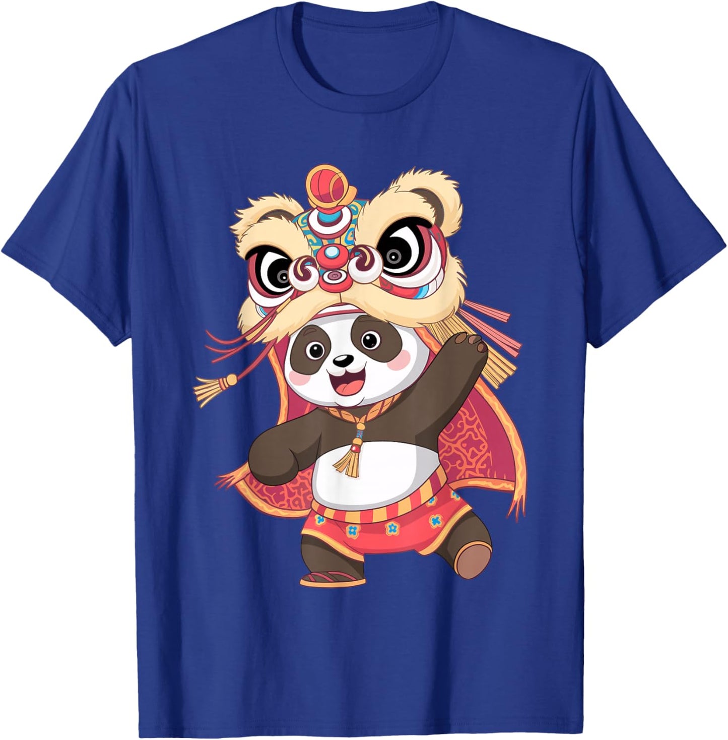 Cute Panda Dancing Happy Chinese New Year 2025 Lion Dance T-Shirt - T-Shirt | Royal