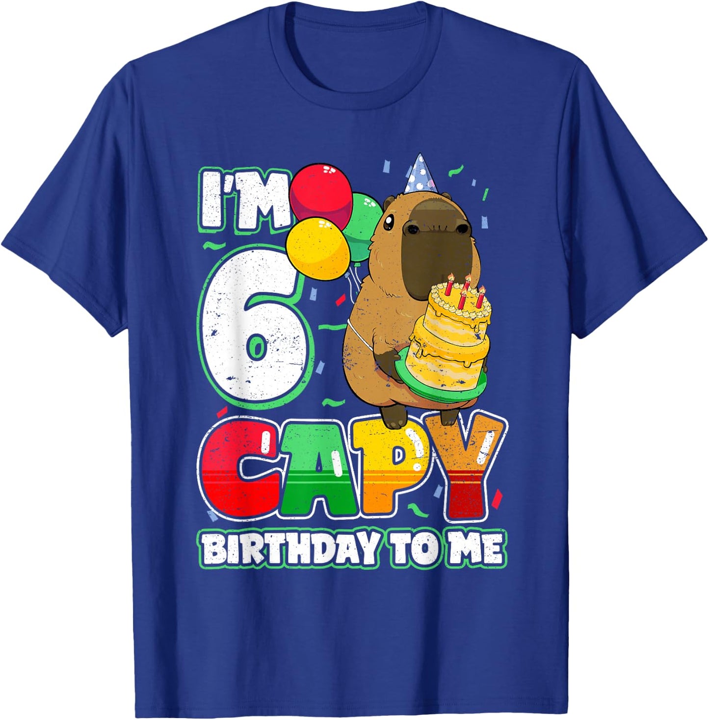 6 Years Old Capy Birthday to me 6th Birthday Capybara T-Shirt - T-Shirt | Royal