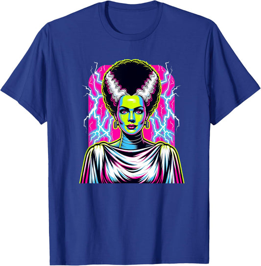 Bride of Frankenstein Bride Vibrant Classic Halloween Horror T-Shirt - T-Shirt | Royal